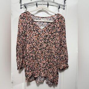 Maurices Multi-Colored ditsy‎ Floral Blouse Size L cotton core preppy boho